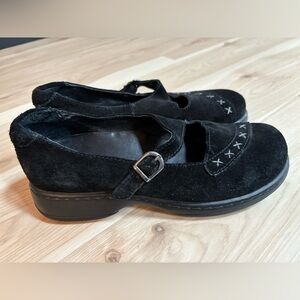 Dansko Black Suede Mary Jane Loafers with Buckle Size 40/US 10
